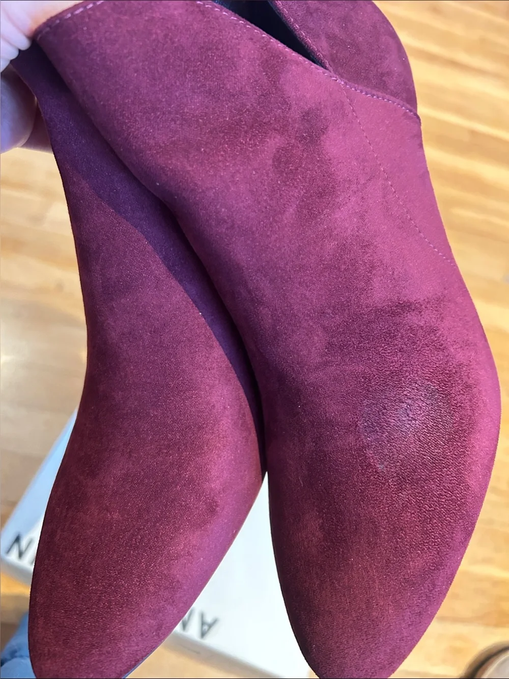 Anne Klein Burgundy Suede Cutout Ankle Booties size 9M